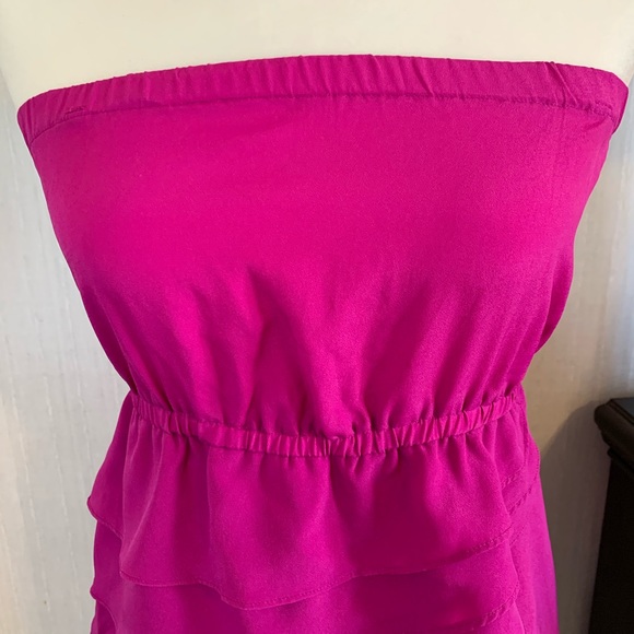 AVON MARK strapless ruffle purple magenta dress - Picture 3 of 11